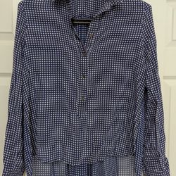 Giorgio Armani Woven's Blouse Size Small Color Blue And White Check In Excellent Condition Asking $ 15  Our Best Offer