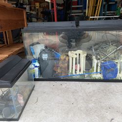 Two Fish Tanks With Accessories Pumps, Etc.