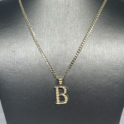 10kt Yellow Gold Initial B Necklace 18” 