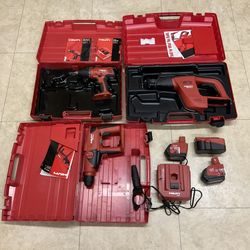 Hilti Cordless Drill Rotary Hammer & Reciprocal Saw Like New