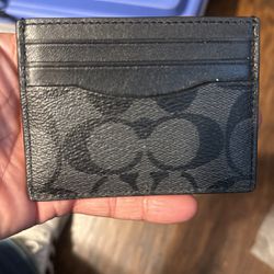 Coach Signature Card Case Men's Wallet Black