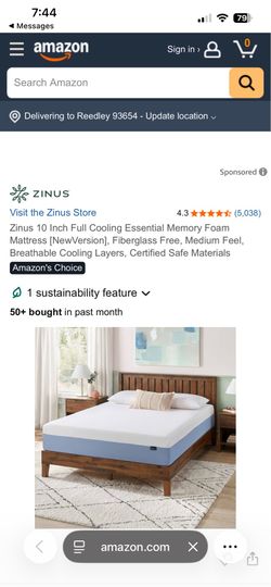 Zinus 10 inch cooling essential memory foam mattress
