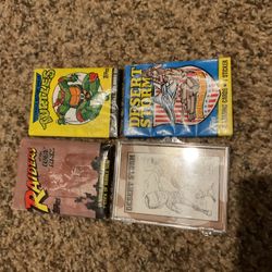 4 Brand New Sealed Packs (& Promo Series) Of Non Sports Cards- TMNT, Raiders Of The Lost Ark, Desert Storm 