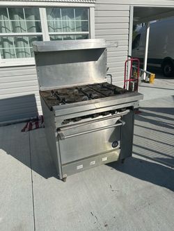 Commercial Stainless Steel 6-Burner Gas Range with Oven