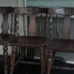 Set of 3 Wooden dining chairs