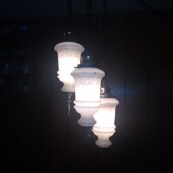Fascinating 1 Of A Kind Antique Swag Cluster Hanging Lamp