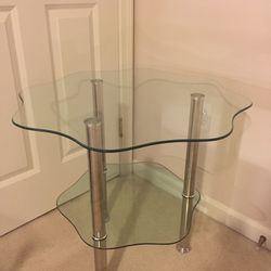 Two Layers Of Thick Glass Coffee Table ,end Table Or Stand 