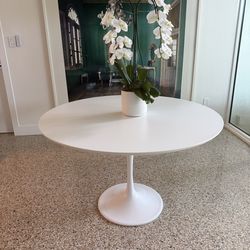 Rove Concept 48”  Tulip Table in White Matte Lacquer