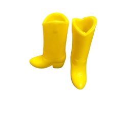 Vtg Barbie Doll Size BOOTS - Yellow