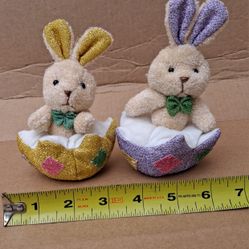 Two Easter Bunnies In Egg Shells Plush Toys