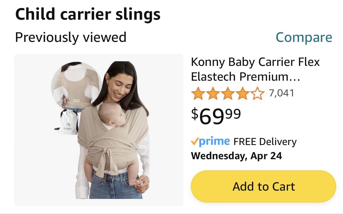 Konny Baby Carrier Flex Elastech Premium Materialg - Adjustable, Easy to Wear and Wrap Baby Sling
