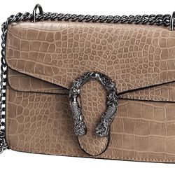 Crossbody Shoulder Bag for Women Luxurious Snake Print Leather Chain Tote Evening Square Handbag