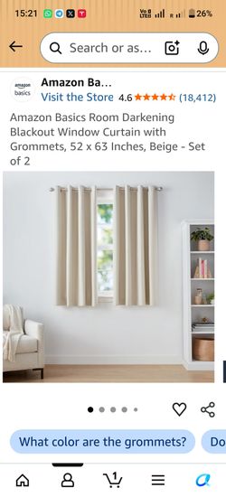 Amazon Basics Room Darkening Blackout Window Curtain with Grommets, 52 x 63 Inches, Beige - Set of 2