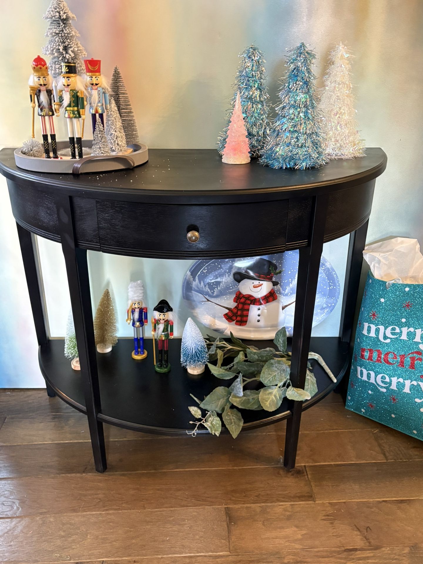 Entryway Table, Console, End Table, Vanity, MidCenturyModern Half Round Nightstand, Sofa Table