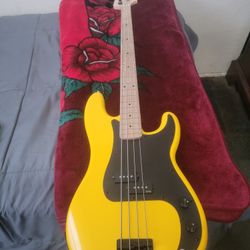 Squire Sonic Graffiti Yellow  Precision Bass