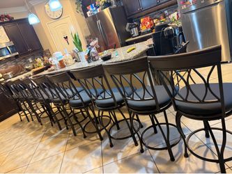 set of 9 new seat cover cushion leather black with metal frame bar stool