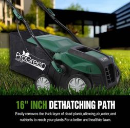 New Electric Lawn Dethatcher & Scarifier 2 in 1 -16-Inch, 58QT Removable Collection Bag