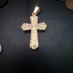 Blinged Out Gold Plated Cross 