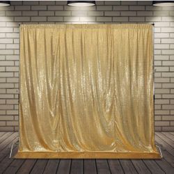 Gold Sequin Backdrop Curtain Background Or Tablecloth 10FT x 10FT
