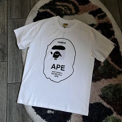 Bape black outline white tee