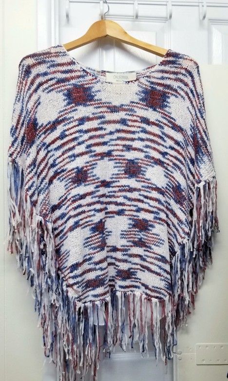 Multicolor Knit Poncho Shawl