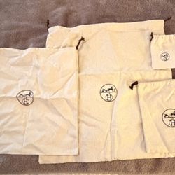 Set of 4 Hermes Woven Drawstring Dust Bags