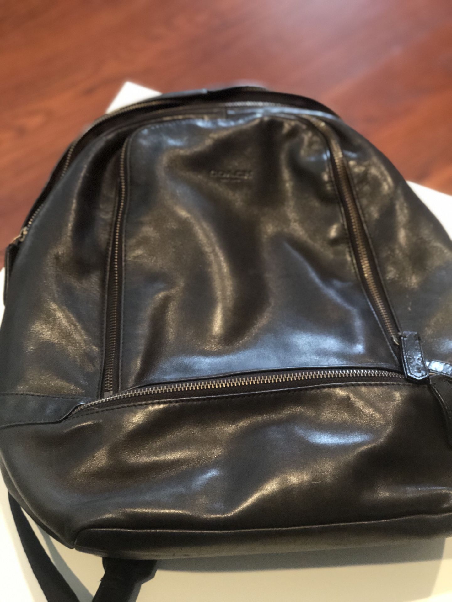 COACH Men’s Black Leather Backpack
