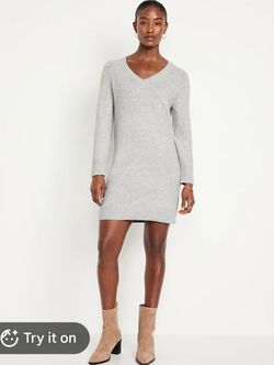 Old Navy SoSoft Heather Gray V-Neck Knit Sweater Women's Size L NWT 477928