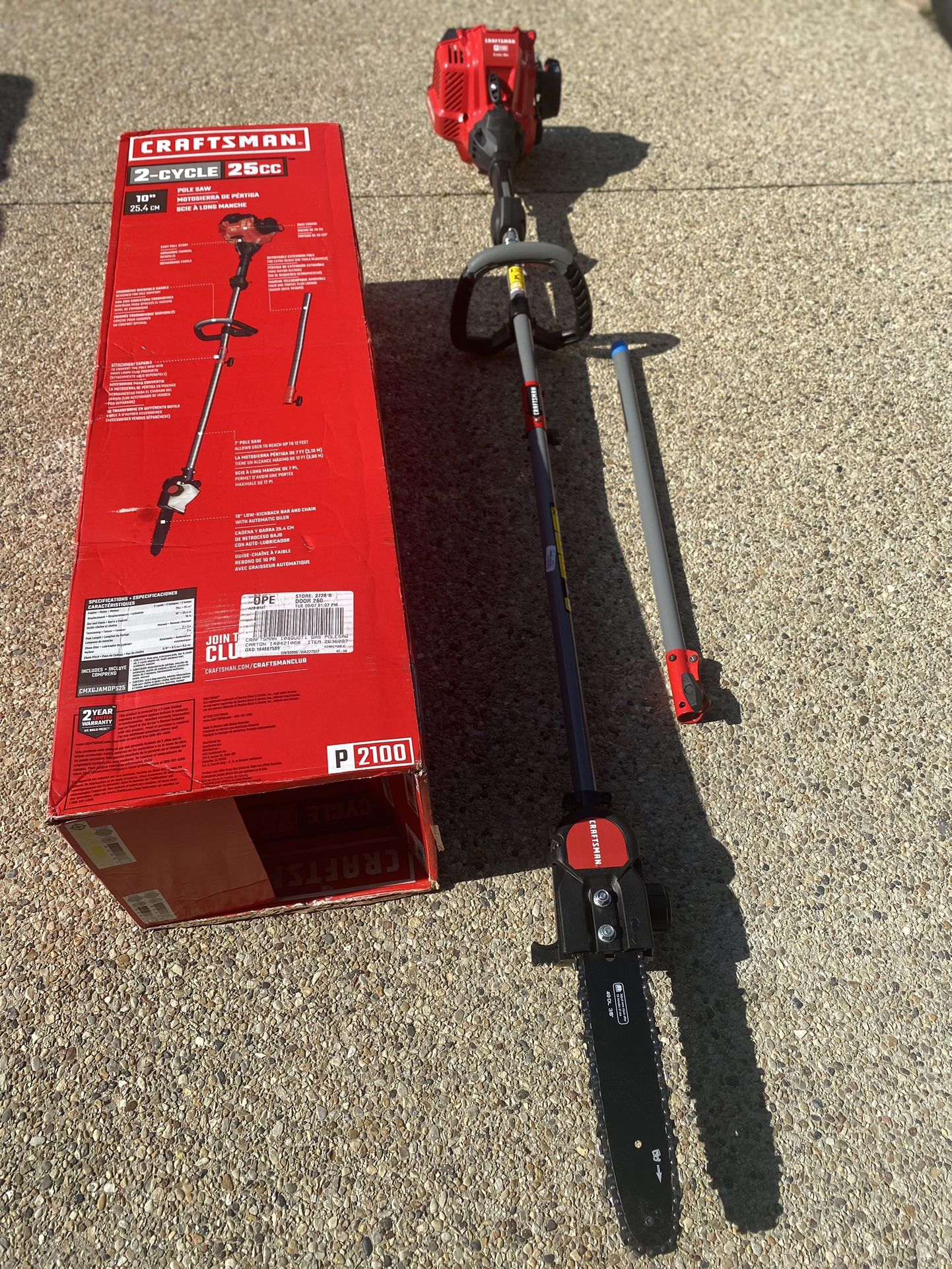 CRAFTSMAN P210 10in 25cc 2cycle Gas Pole Saw, 44 OFF