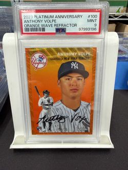 2023 Topps Platinum Anniversary Anthony Volpe Orange Wave Refractor 07/25 PSA 10