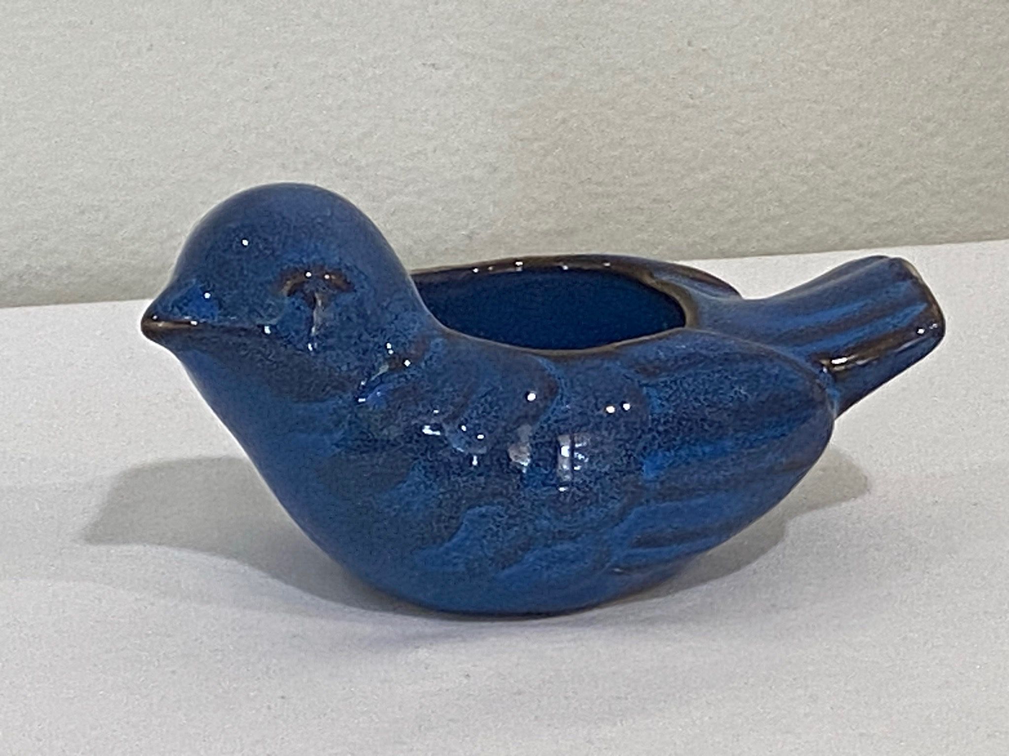 Cute Small Abstract/Modern Blue Ceramic Votive Tea Light Holder 5Lx2.5h