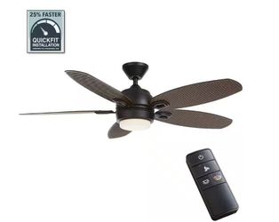 Daniel Island 52 in. White Color Changing LED Outdoor Matte Black Ceiling Fan with Light and Remote