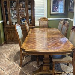 Wood Dining Room Set – Table + Chairs + Cabinet
