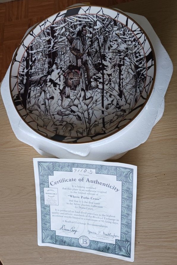 WHERE PATHS CROSS", A NUMBERED COLLECTOR'S PLATE W/COA BY THE BRADFORD EXCHANGE *READ DESCRIPTION*