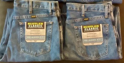 Rustler Classic Relaxed Fit Straight Leg Jeans 34x32- 2 Pairs Total