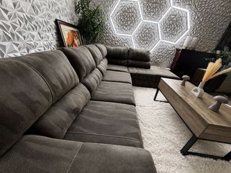 COD NO DEPOSIT  DELIVERY Plush grey sectional  couch left chaise