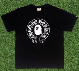 Black Chrome Heart Bape Tee Size M