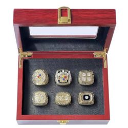 Pittsburgh Steelers Championship Replica Rings Set With Wooden Box 