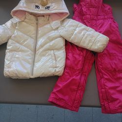 Size 2/3 toddler snow bib and unicorn snow jacket