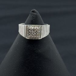 14k 14kt White Gold Ring with Diamonds  5.58g size 11.75