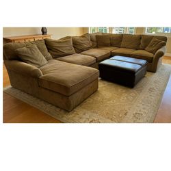 Large Sofa Sectional 3 Piece Chaise Couch Pit & Ottoman Coffee Table   