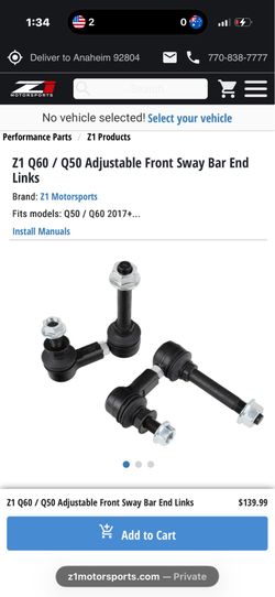 Z1 Q60 / Q50 Adjustable Front Sway Bar End Links