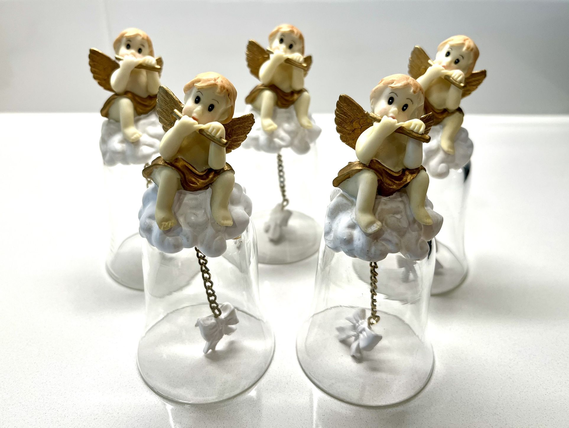 VTG Set of 5 Angel Cherub Playing a Flute on Cloud Collectible Bells Rare