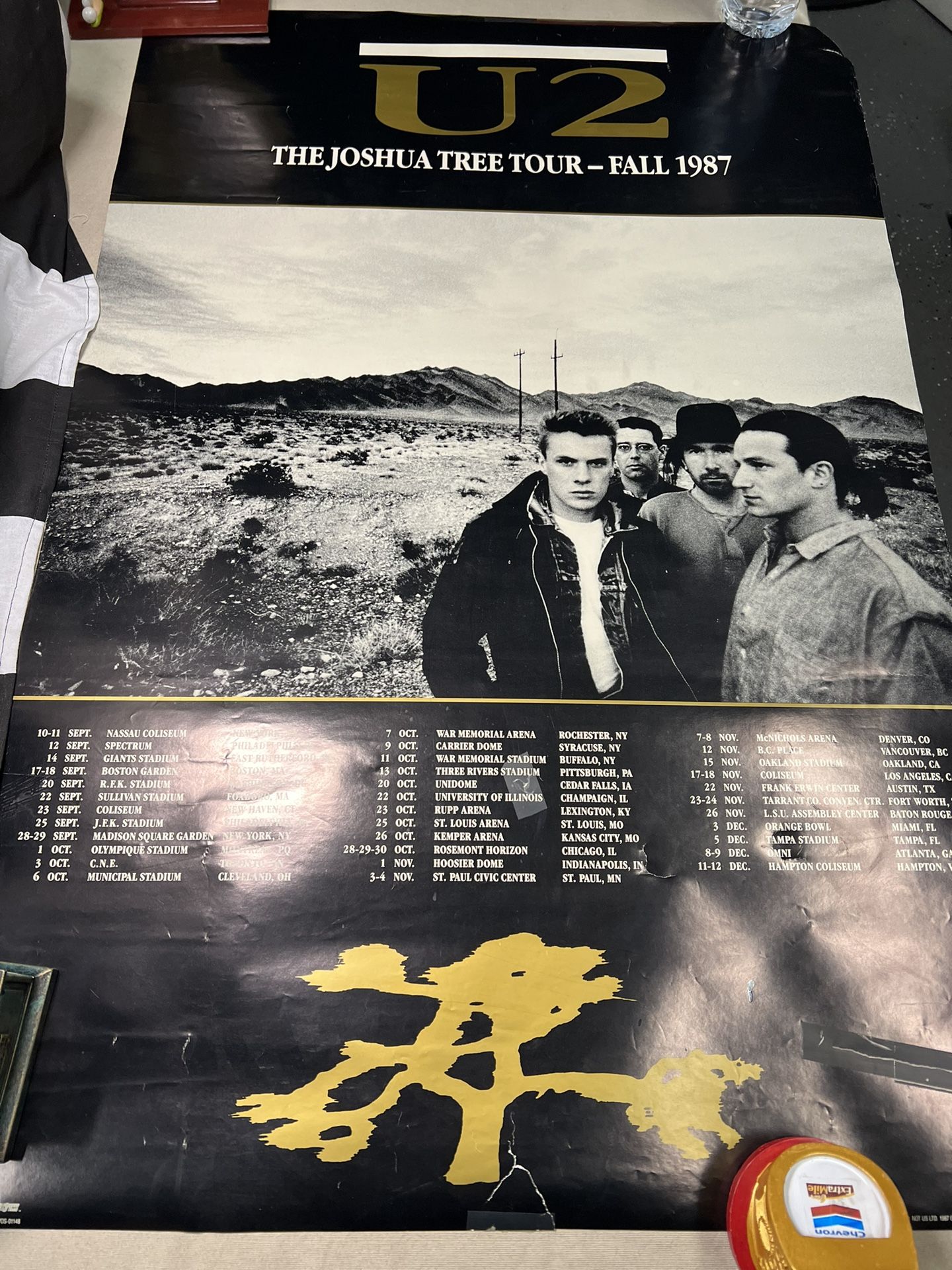 U2 The Joshua Tree Tour Original Vintage Promo Concert Poster 1987