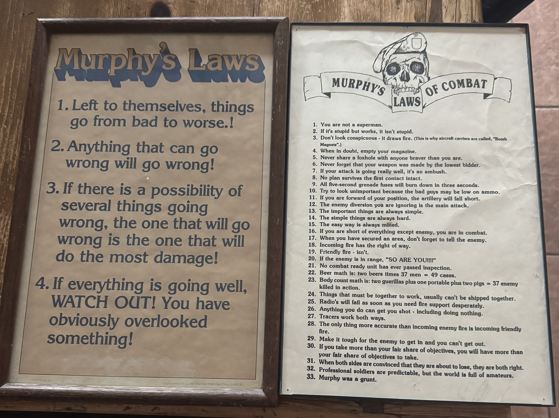 Two Vintage Murphy’s Laws Frames
