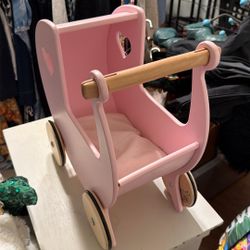 Adorable Little Wooden Baby Carriage
