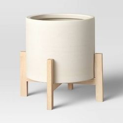 Large Ceramic/Wood Planter

