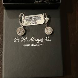 Diamond Circle Leverback Drop Earrings (1/4 ct. tw) in Sterling Silver, Created for Macy's