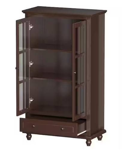 FUFU&GAGA Wooden Standard Bookcase with Tempered Glass Doors 