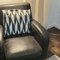 IKEA armchairs in dark brown faux leather